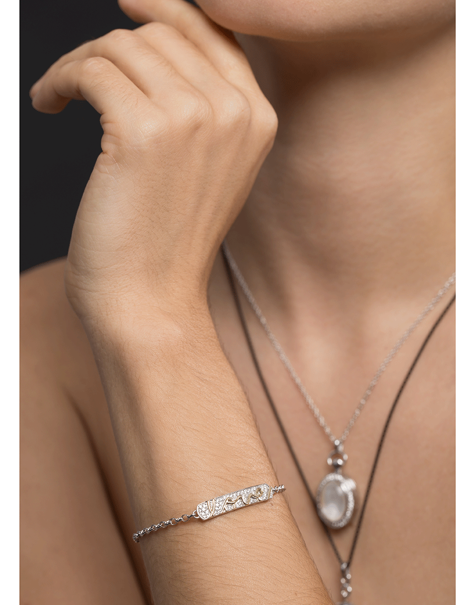 MONICA RICH KOSANN-White Sapphire Posey Love Bracelet-SILVER