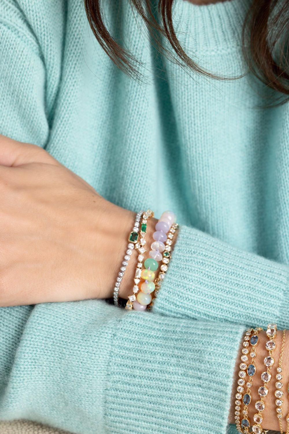 MONICA RICH KOSANN-Bezel Diamond Emerald Tennis Bracelet-