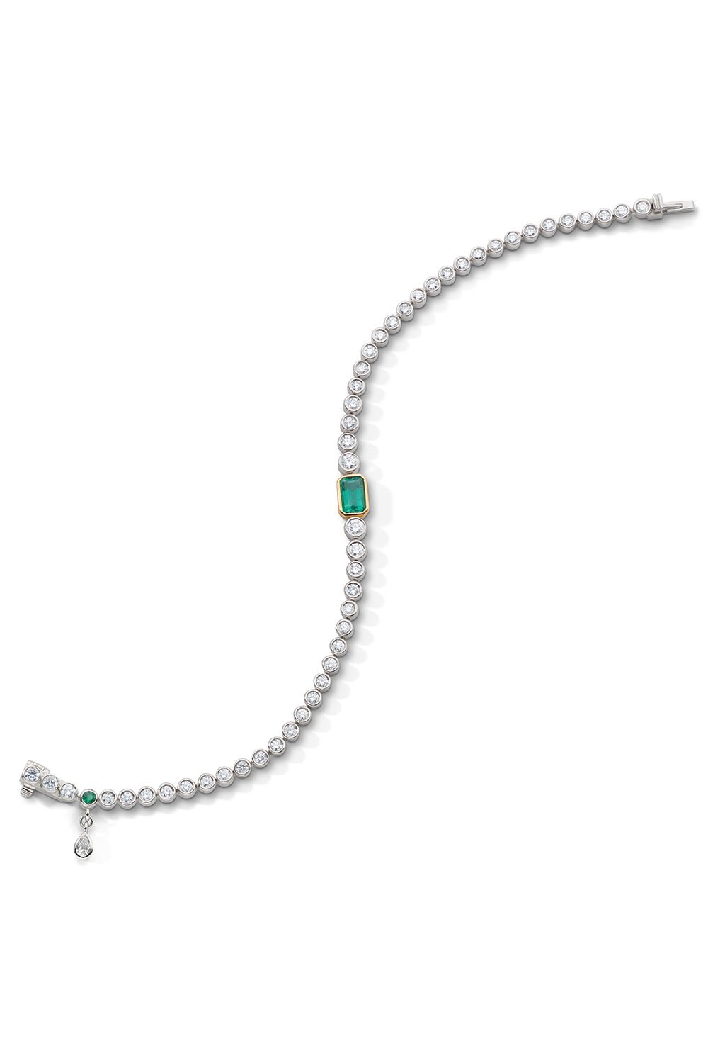 MONICA RICH KOSANN-Bezel Diamond Emerald Tennis Bracelet-