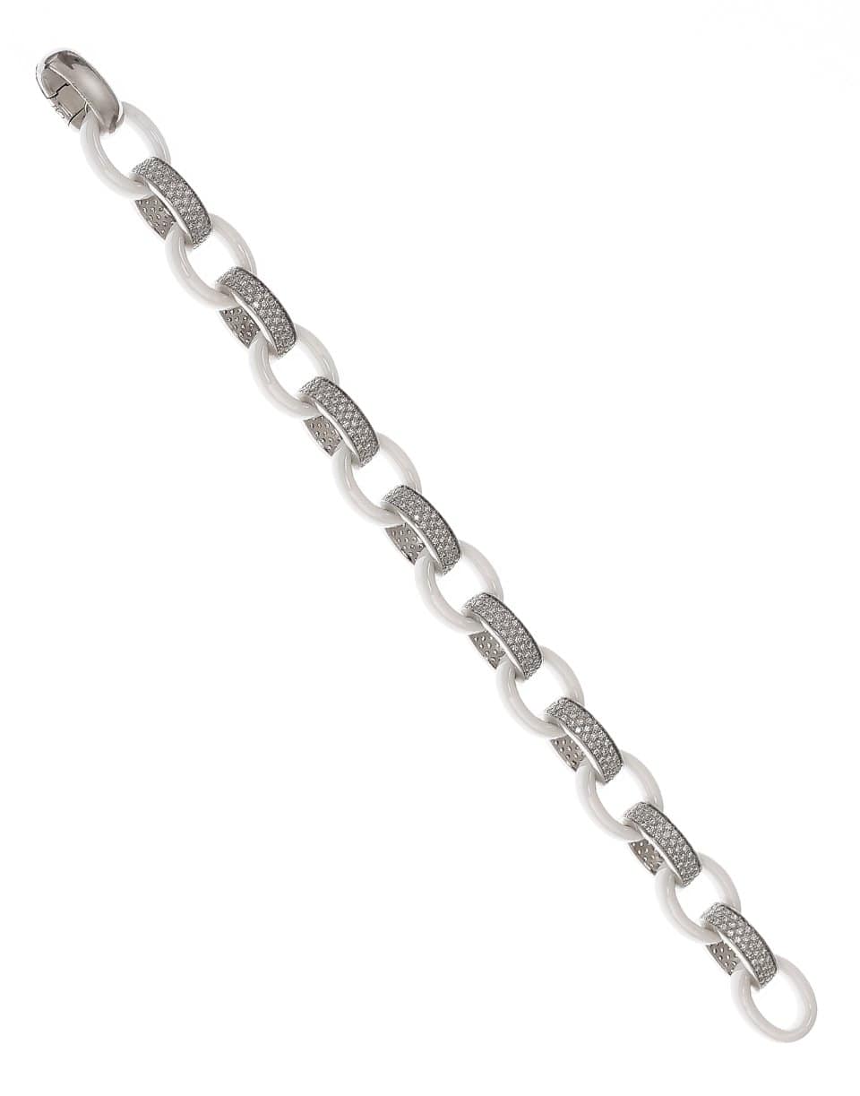 MONICA RICH KOSANN-Marilyn White Ceramic and Pave Diamond Link Bracelet-WHITE GOLD