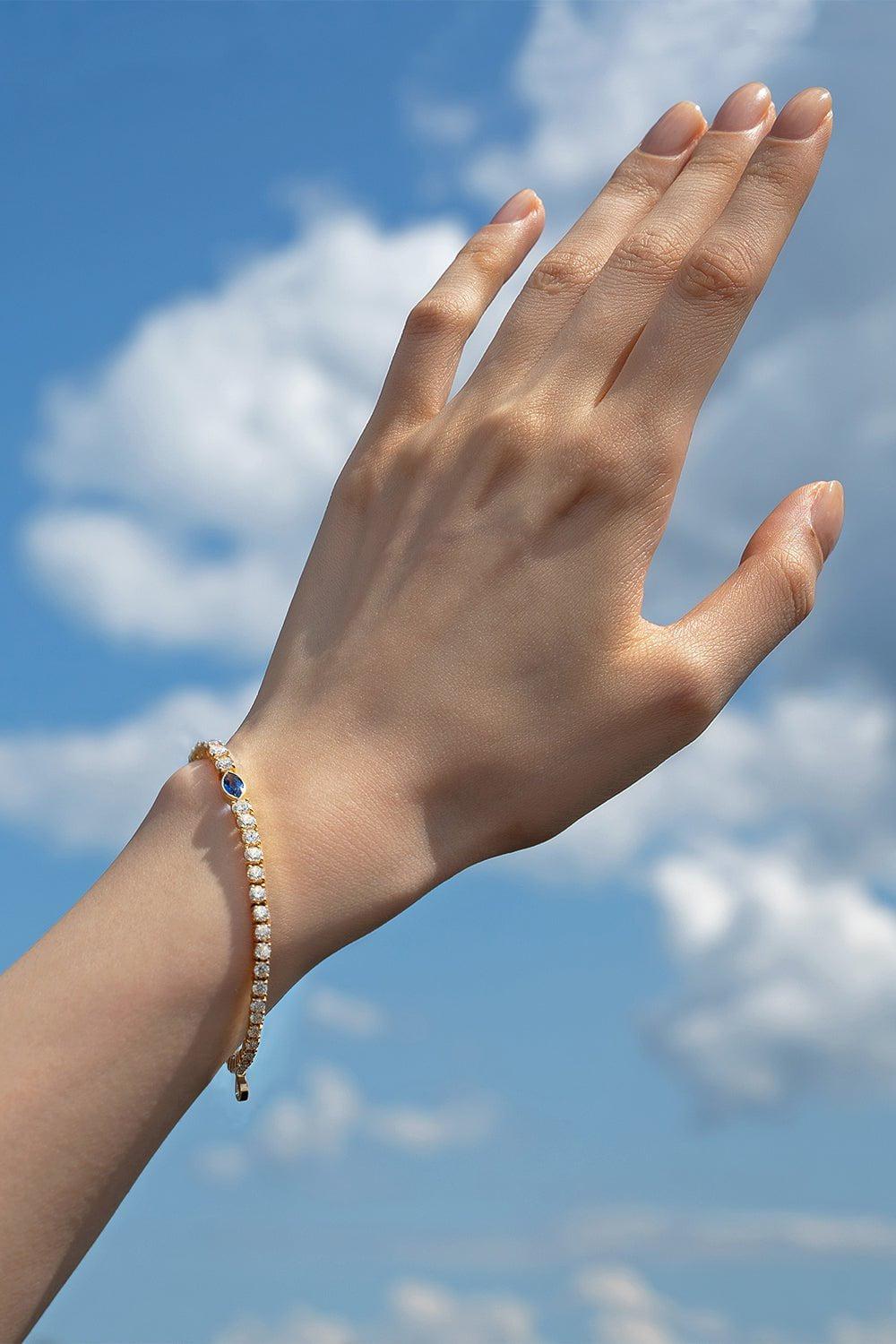 MONICA RICH KOSANN-Blue Sapphire Diamond Tennis Bracelet-YELLOW GOLD
