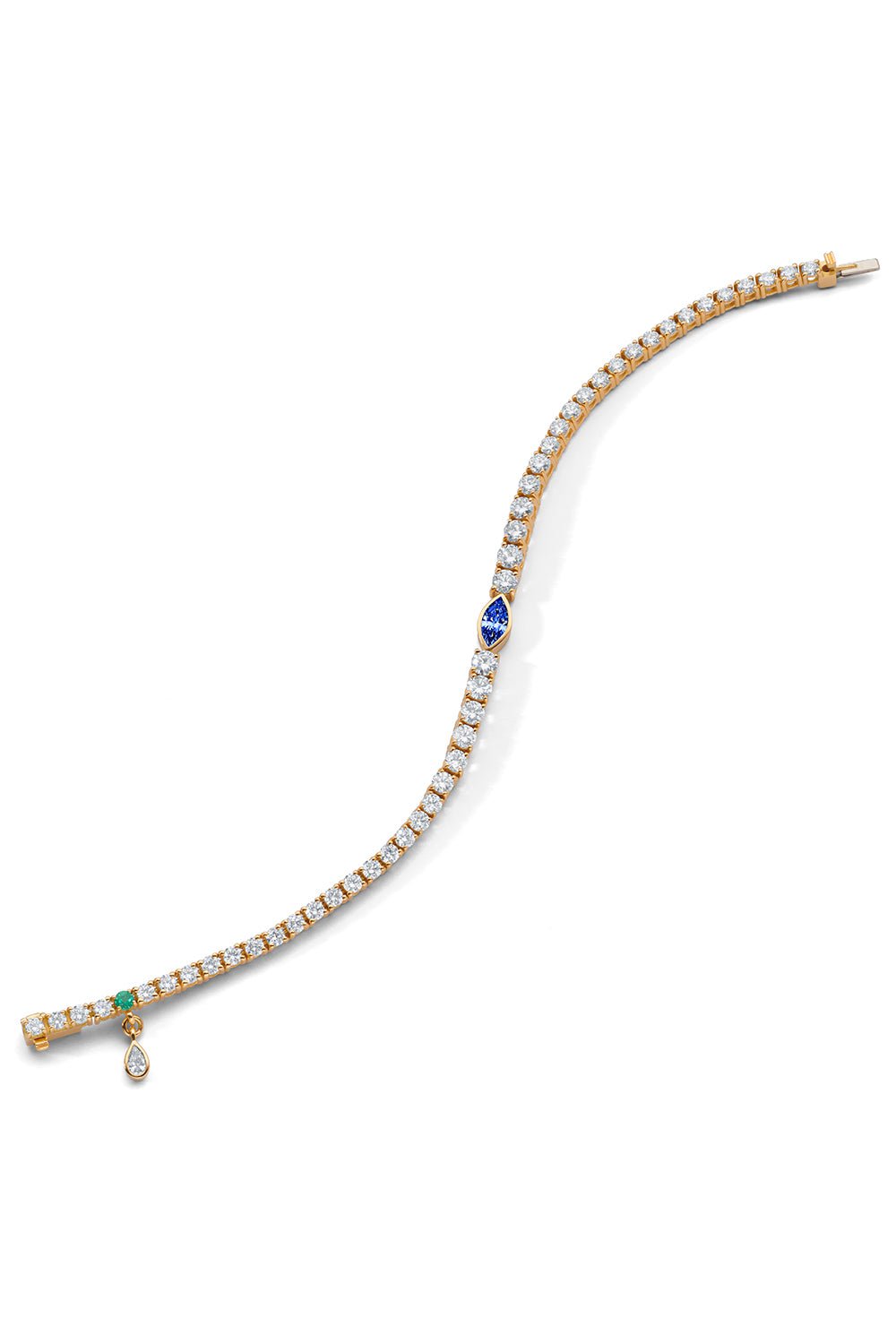 MONICA RICH KOSANN-Blue Sapphire Diamond Tennis Bracelet-YELLOW GOLD