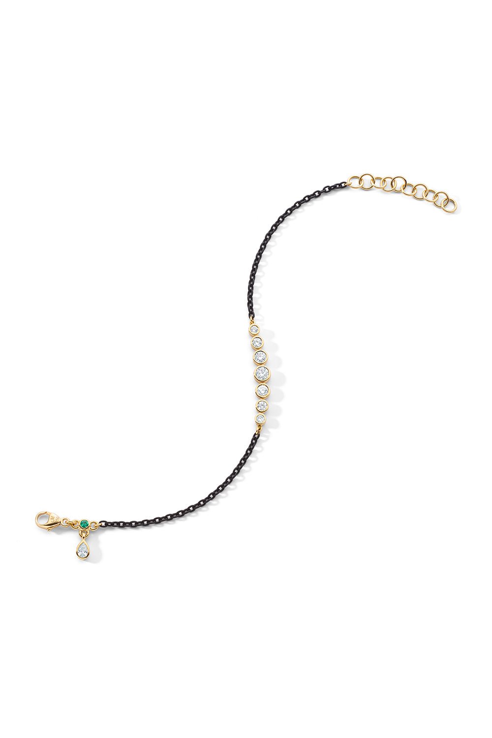 MONICA RICH KOSANN-Black Steel Diamond Tennis Bracelet-YELLOW GOLD