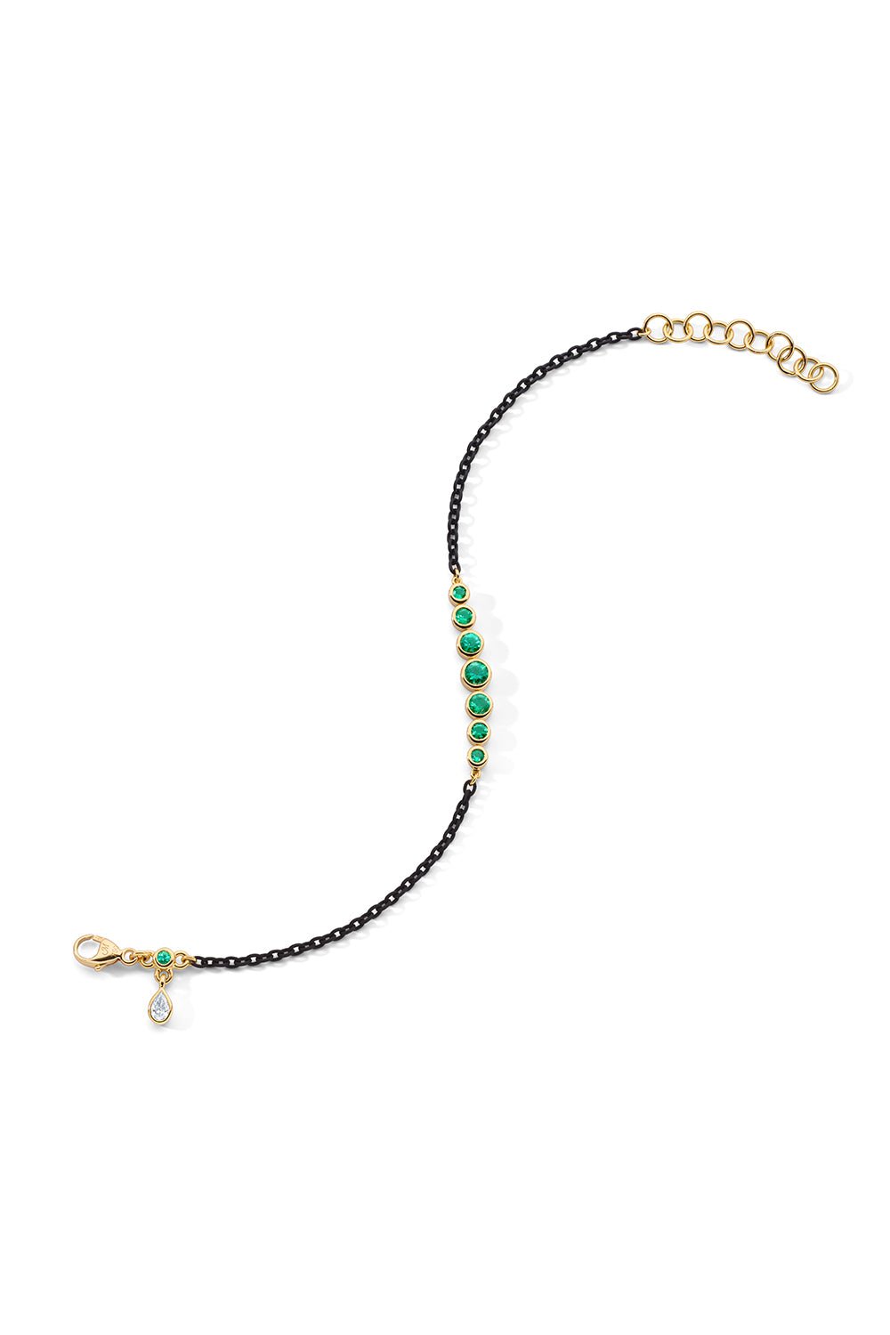 MONICA RICH KOSANN-Black Steel Emerald Tennis Bracelet-YELLOW GOLD