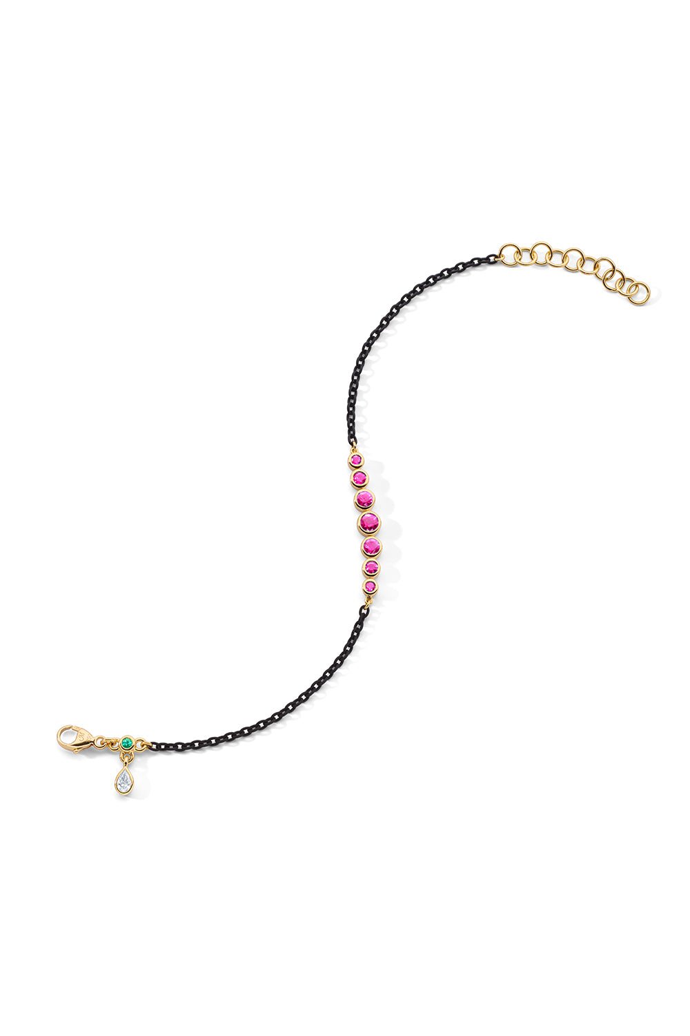 MONICA RICH KOSANN-Black Steel Pink Sapphire Tennis Bracelet-YELLOW GOLD