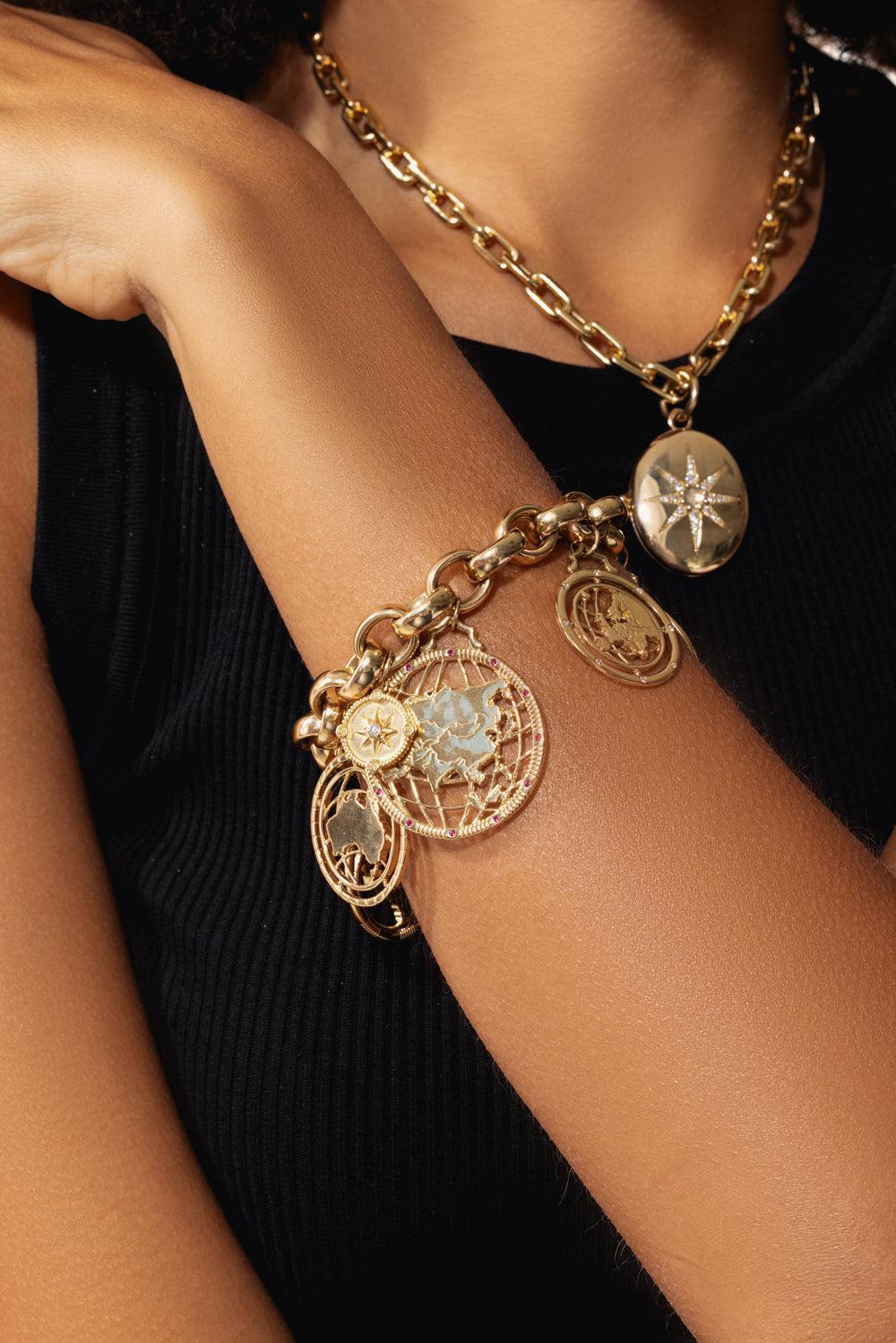 Continent Charm Bracelet-YELLOW GOLD-8-JEWELRYFINE JEWELBRACELET O-MONICA RICH KOSANN