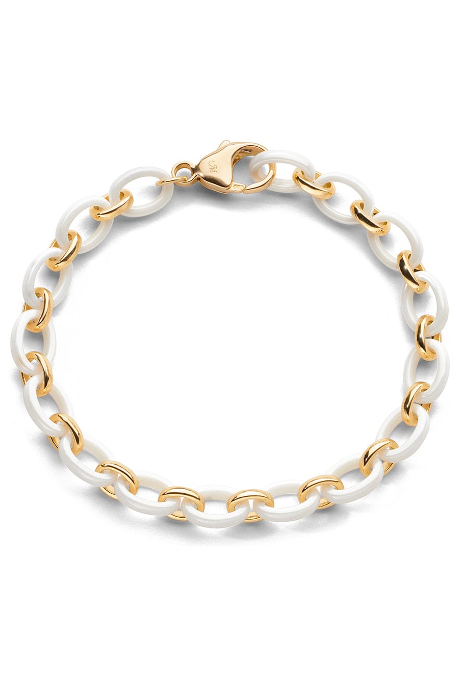 MONICA RICH KOSANN-Audrey White Ceramic Link Bracelet-YELLOW GOLD