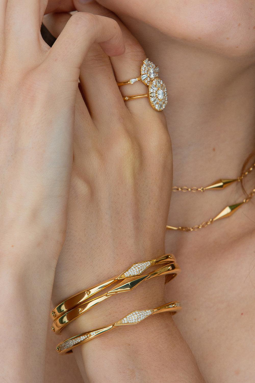 "Points North" Cuff Bracelet-YELLOW GOLD-MED-JEWELRYFINE JEWELBRACELET O-MONICA RICH KOSANN