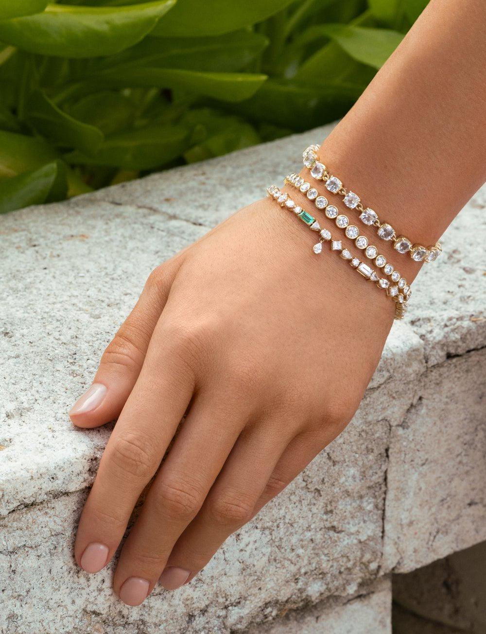 MONICA RICH KOSANN-Rock Crystal Diamond Tennis Bracelet-YELLOW GOLD