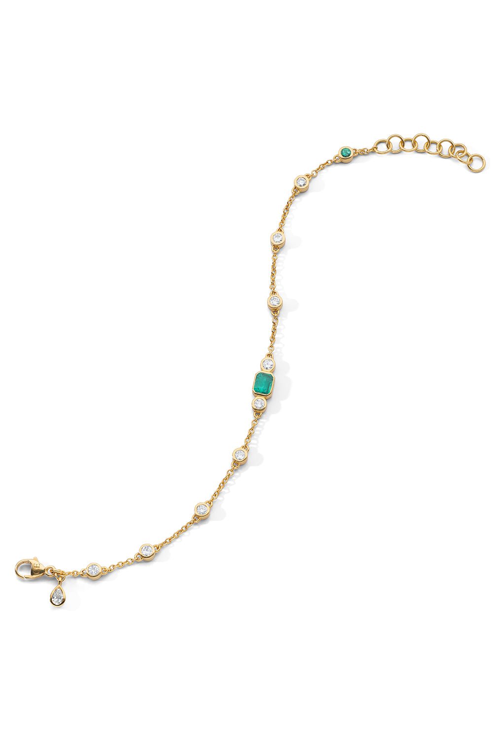 MONICA RICH KOSANN-Staggered Emerald Diamond Tennis Bracelet-YELLOW GOLD