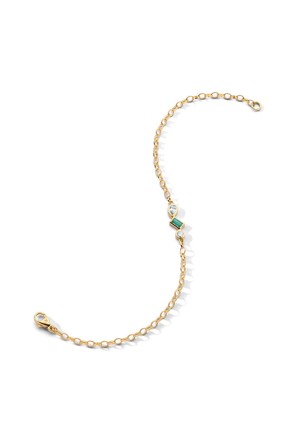 MONICA RICH KOSANN-Trio Diamond Emerald Tennis Bracelet-YELLOW GOLD