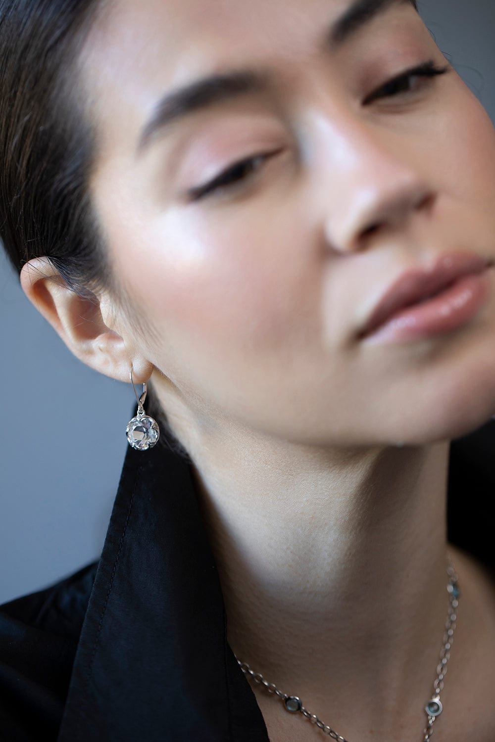 MONICA RICH KOSANN-Round Cut Rock Crystal Earrings-SILVER
