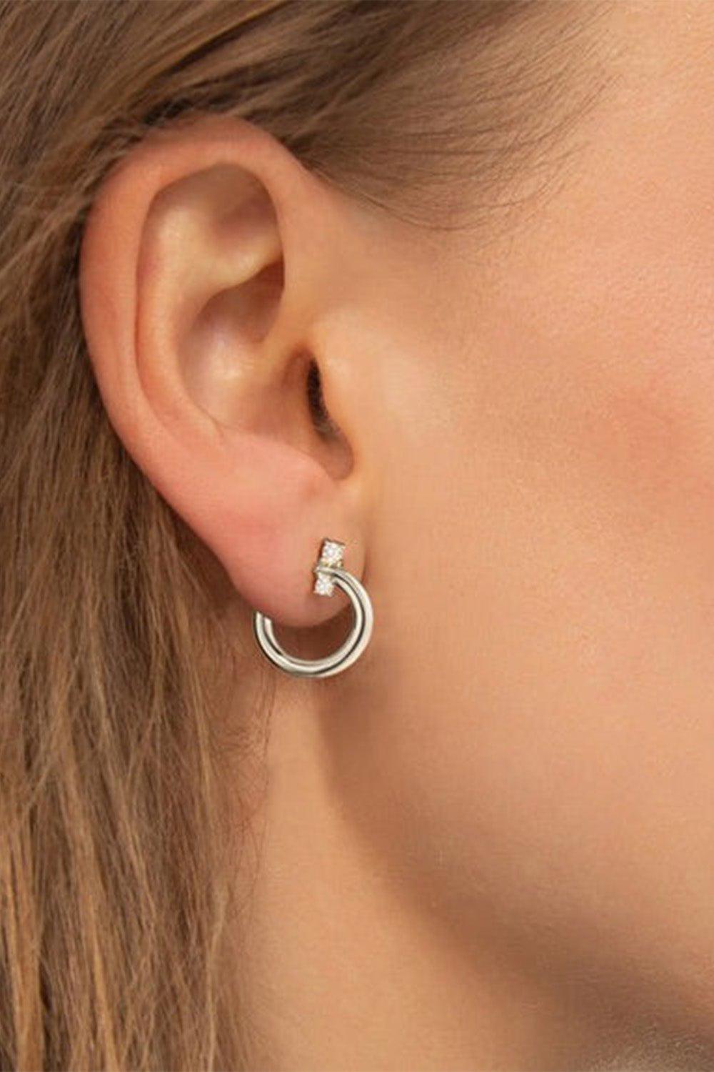MONICA RICH KOSANN-Small Galaxy Wrap Hoop Earrings - Silver-SILVER