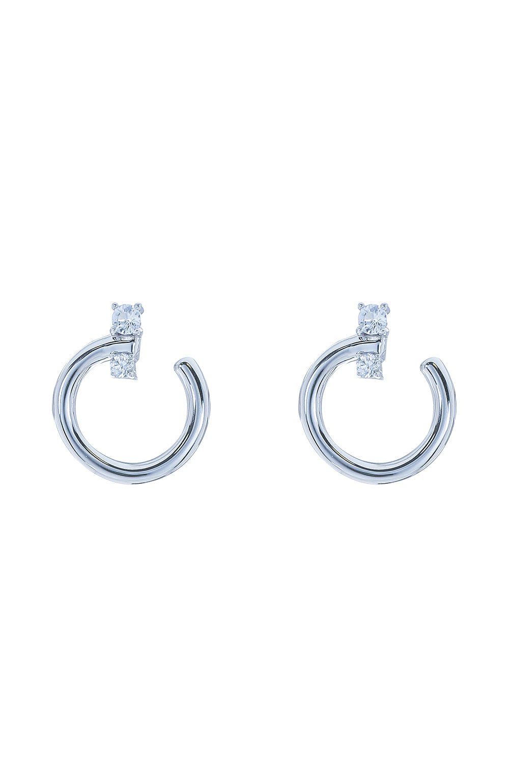 MONICA RICH KOSANN-Small Galaxy Wrap Hoop Earrings - Silver-SILVER