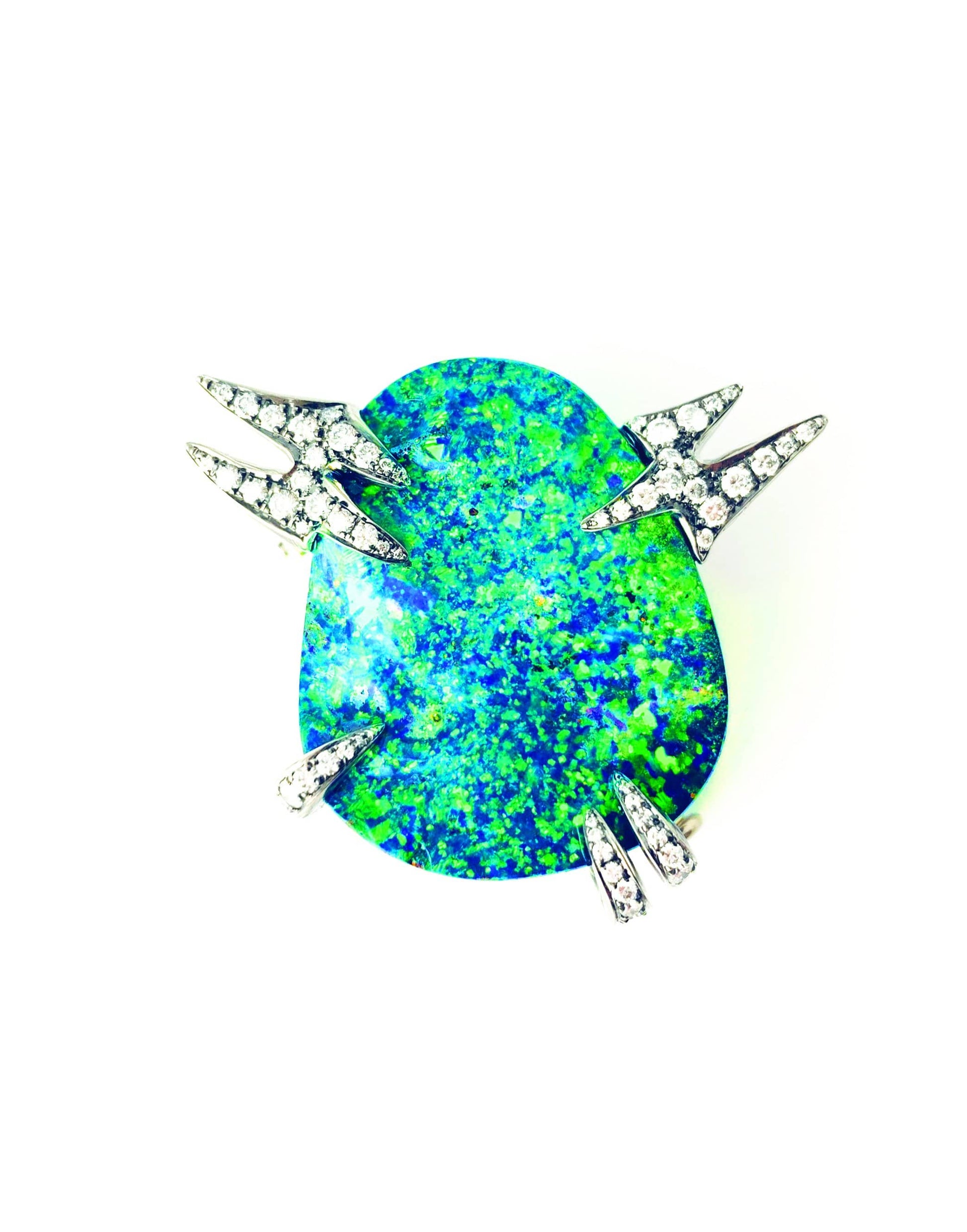 MONICA RICH KOSANN-Boulder Opal Galaxy Brooch-WHITE GOLD
