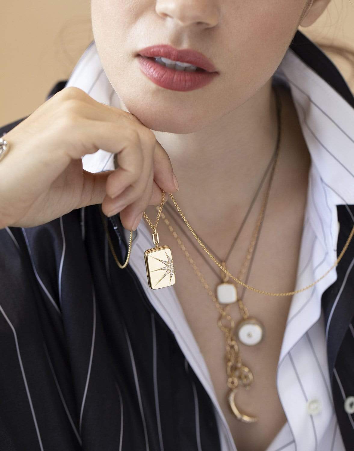 MONICA RICH KOSANN-Rectangular Locket with Diamonds-