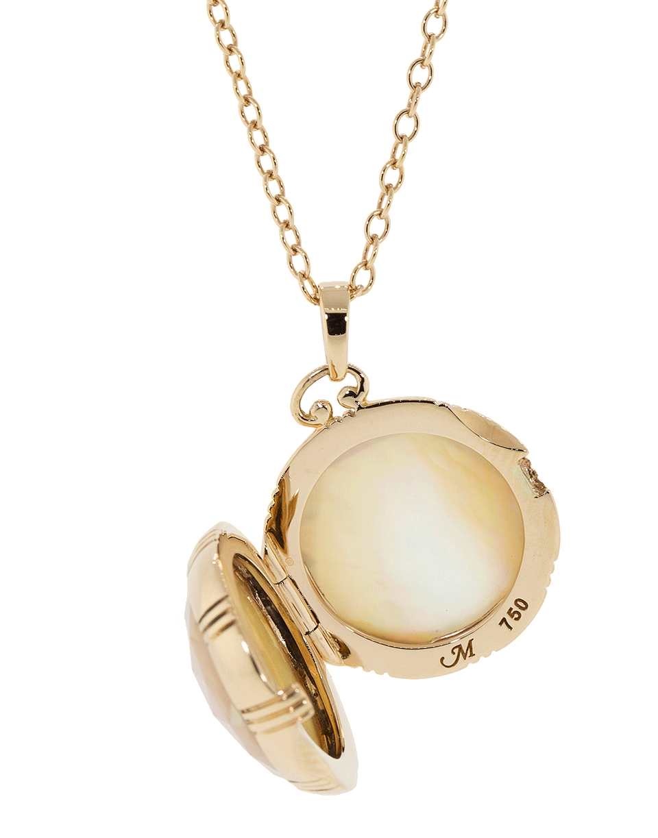 MONICA RICH KOSANN-Cognac Mother of Pearl Crystal Locket-ROSE GOLD