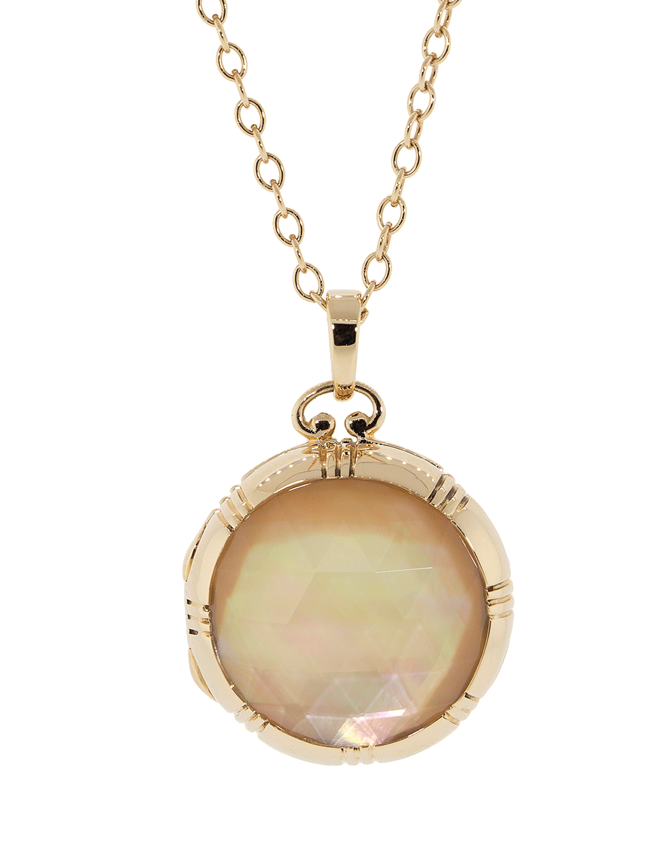 MONICA RICH KOSANN-Cognac Mother of Pearl Crystal Locket-ROSE GOLD