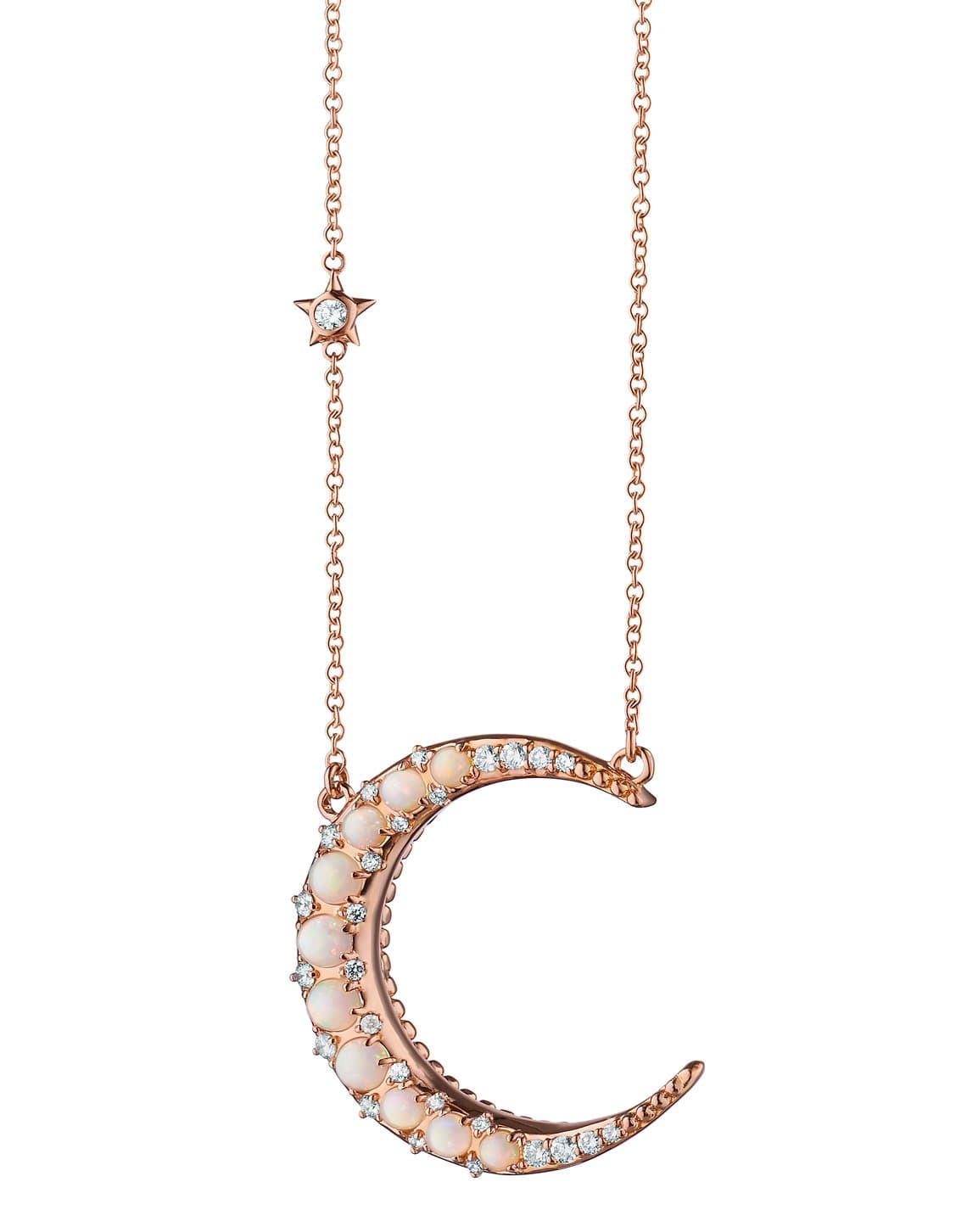 MONICA RICH KOSANN-Crystal Opal Crescent Moon Necklace-ROSE GOLD