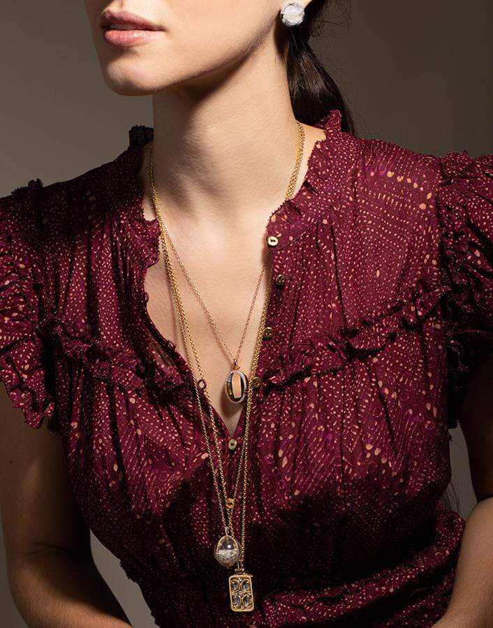 MONICA RICH KOSANN-Midi Four Image Diamond Border Locket Necklace-ROSE GOLD