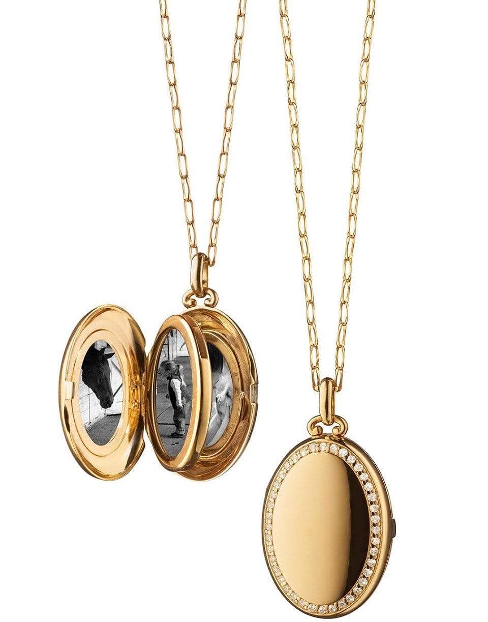 MONICA RICH KOSANN-Midi Four Image Diamond Border Locket Necklace-ROSE GOLD