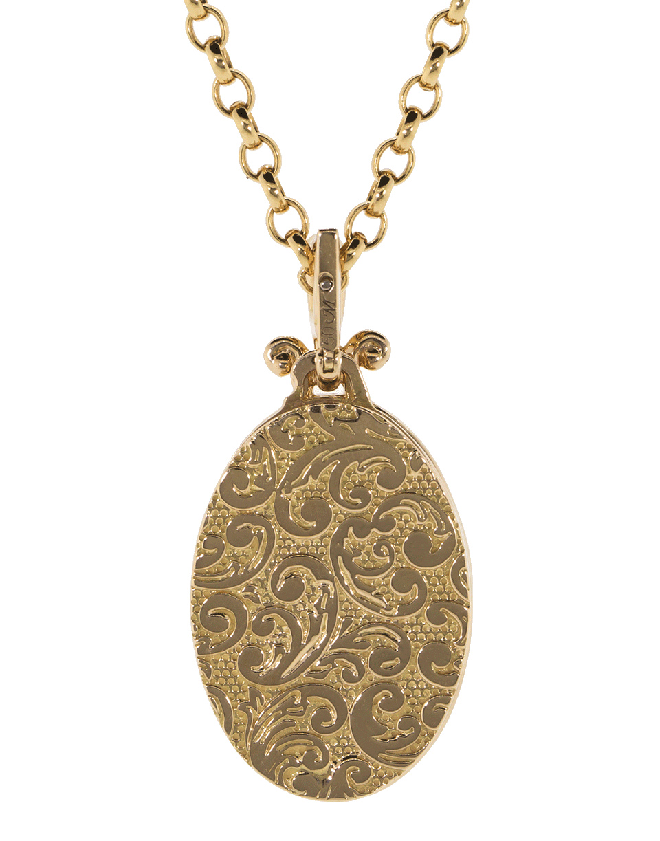 MONICA RICH KOSANN-Oval Diamond Border Gate Locket Necklace-ROSE GOLD