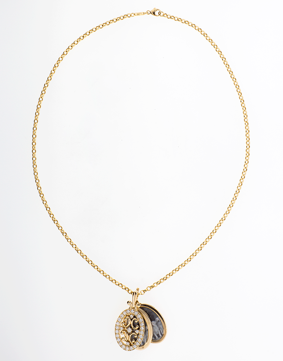 MONICA RICH KOSANN-Oval Diamond Border Gate Locket Necklace-ROSE GOLD