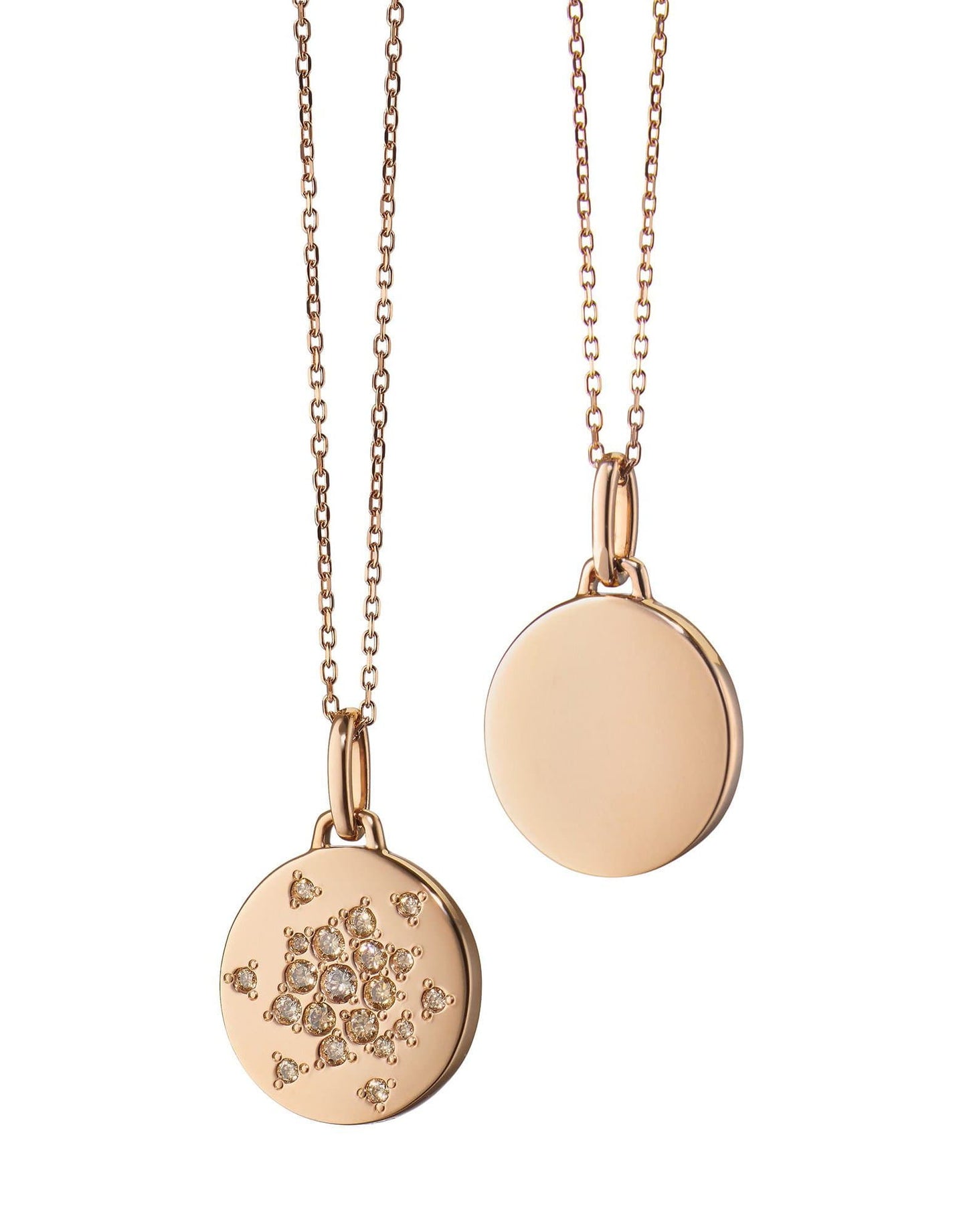 MONICA RICH KOSANN-Scattered Cognac Diamond Engravable Pendant Necklace-ROSE GOLD