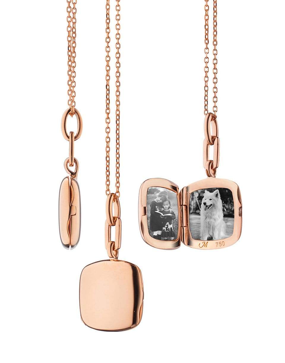 MONICA RICH KOSANN-Slim Viv Cushion Locket Necklace-ROSE GOLD