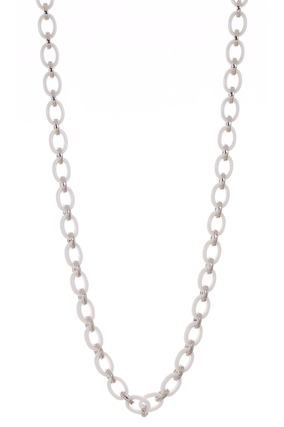 MONICA RICH KOSANN-Audrey White Ceramic Link Necklace-SILVER