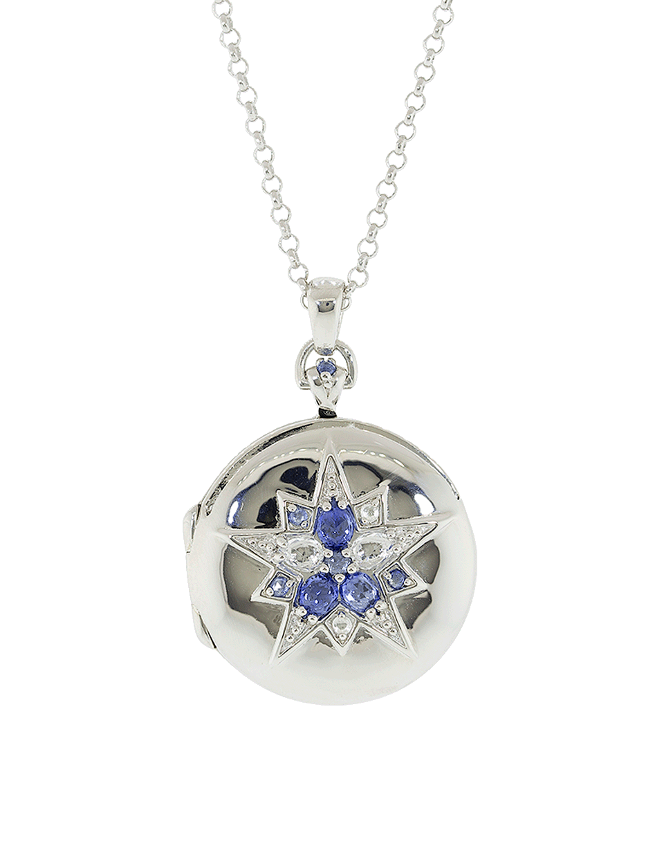 MONICA RICH KOSANN-Blue Sapphire Star Locket Necklace-SILVER