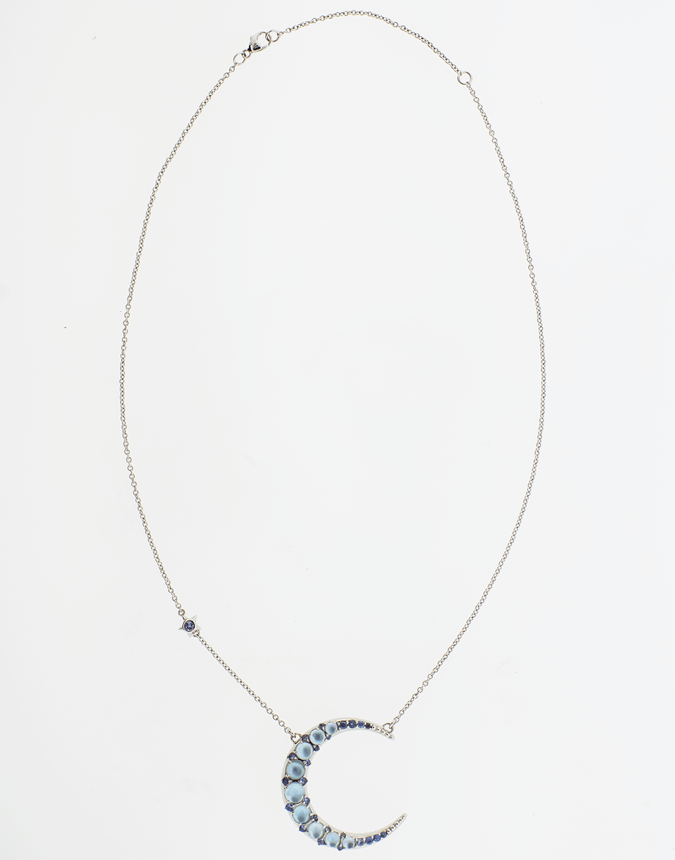 MONICA RICH KOSANN-Blue Topaz and Sapphire Crescent Necklace-SILVER