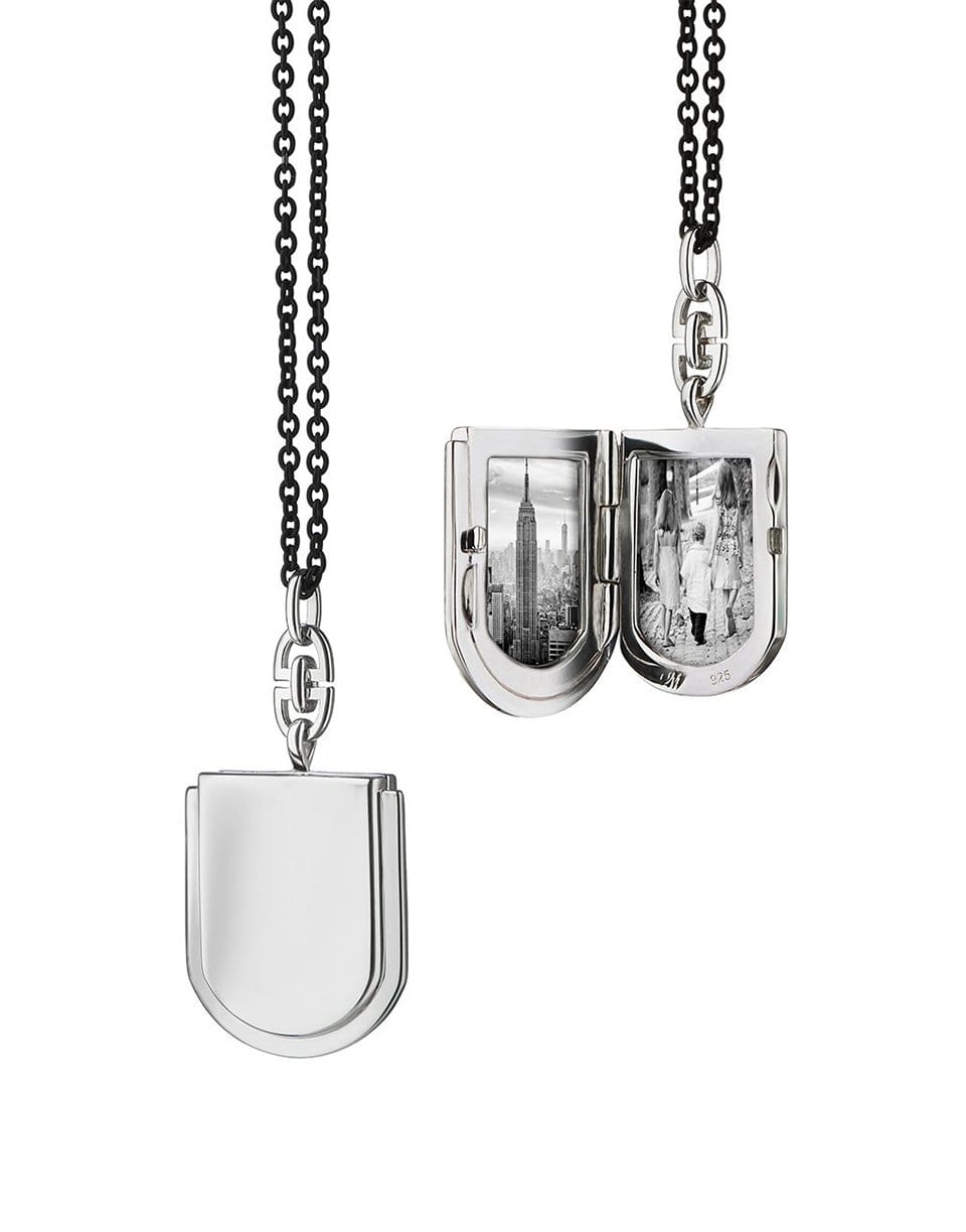 MONICA RICH KOSANN-Horseshoe Locket Steel Chain-SILVER
