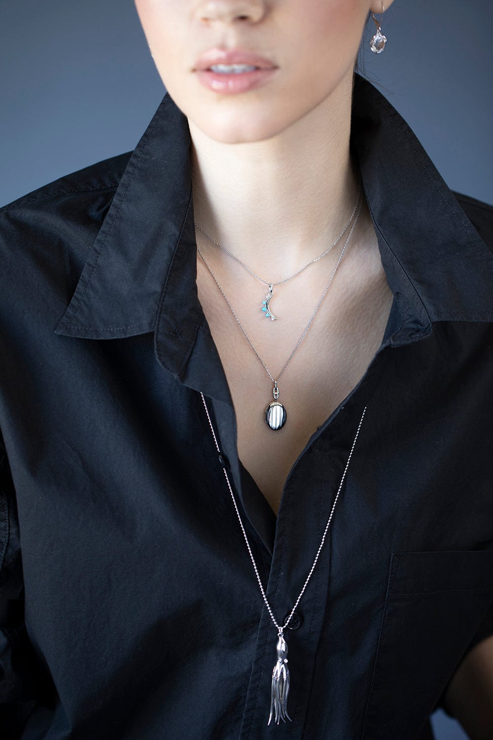 MONICA RICH KOSANN-Intuition Octopus Charm Necklace-SILVER