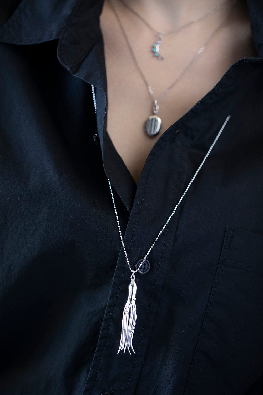 MONICA RICH KOSANN-Intuition Octopus Charm Necklace-SILVER