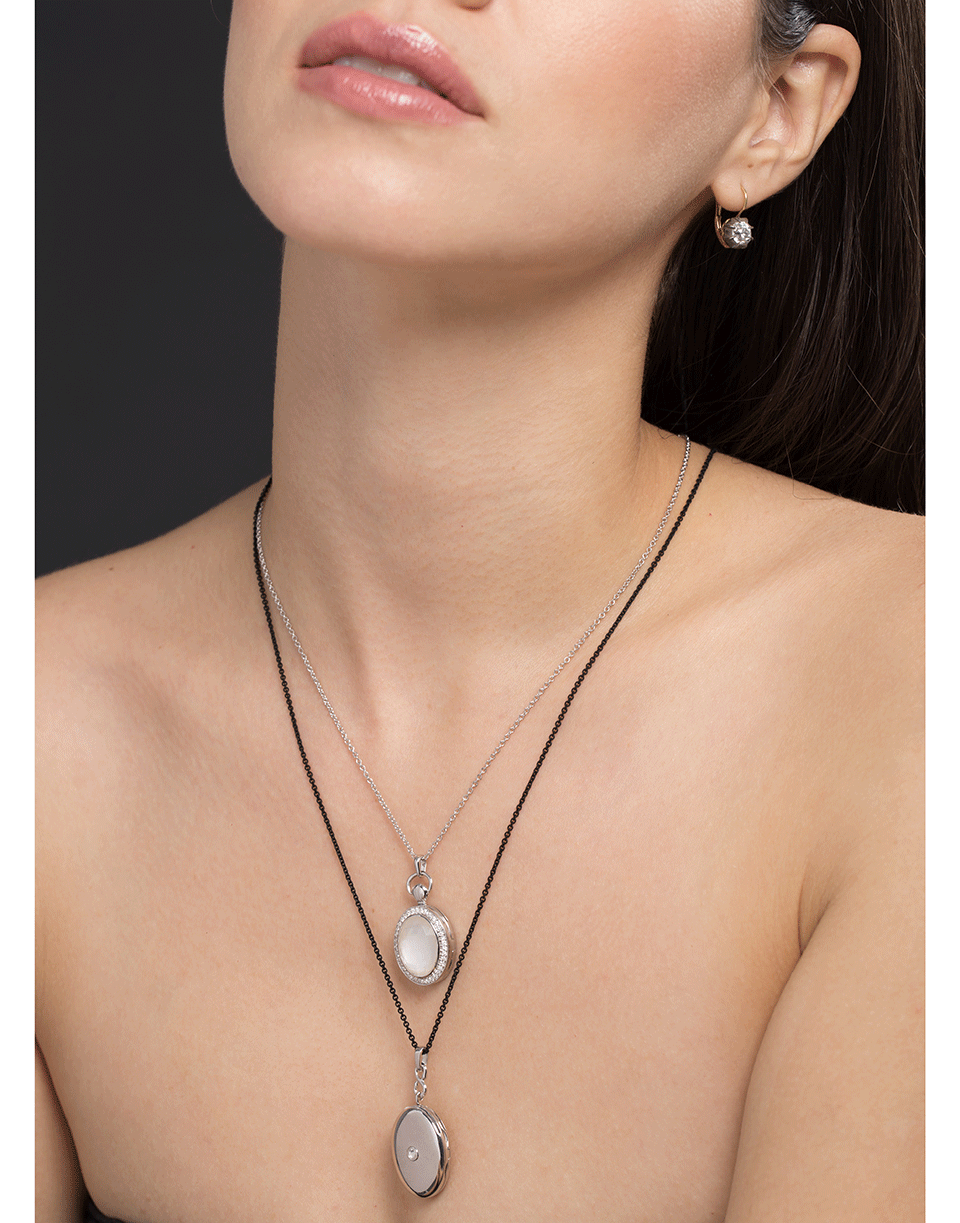 MONICA RICH KOSANN-Oval Mother of Pearl Locket-SILVER