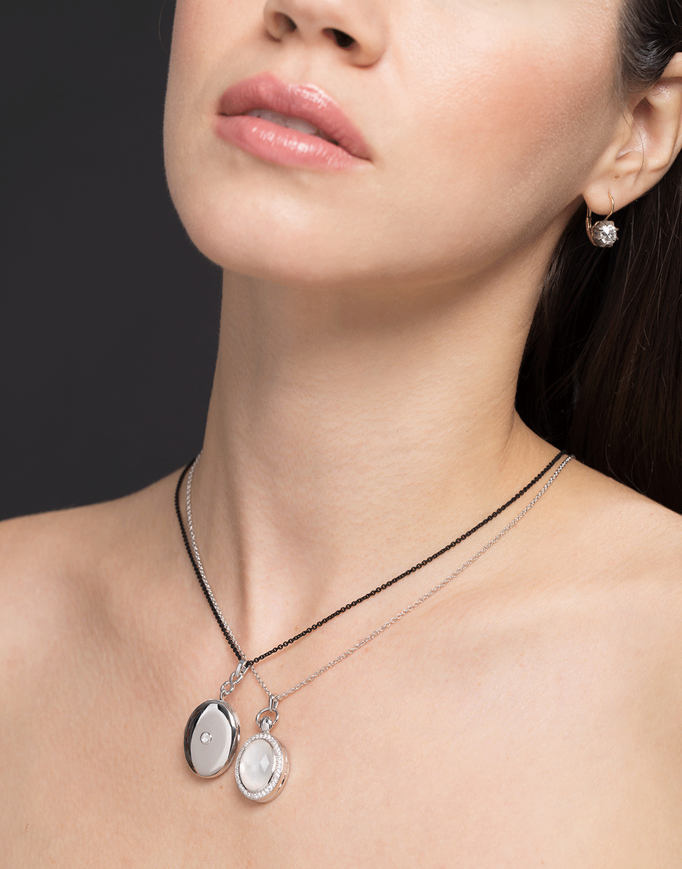 MONICA RICH KOSANN-Oval Mother of Pearl Locket-SILVER
