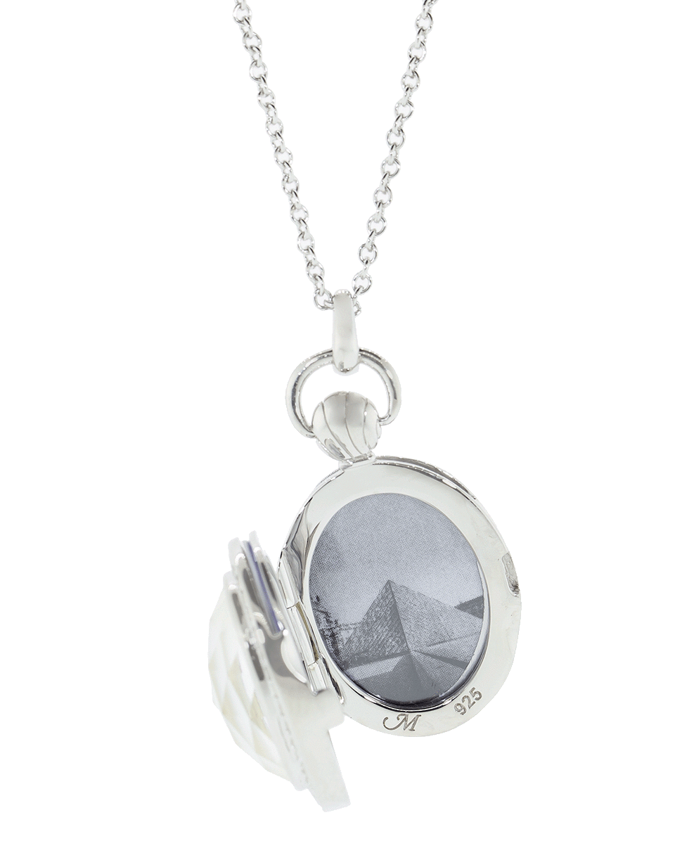 MONICA RICH KOSANN-Oval Mother of Pearl Locket-SILVER