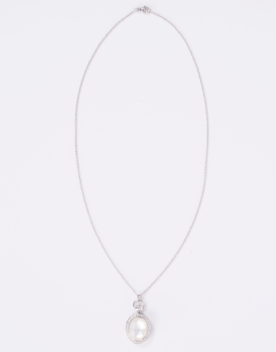 MONICA RICH KOSANN-Oval Mother of Pearl Locket-SILVER