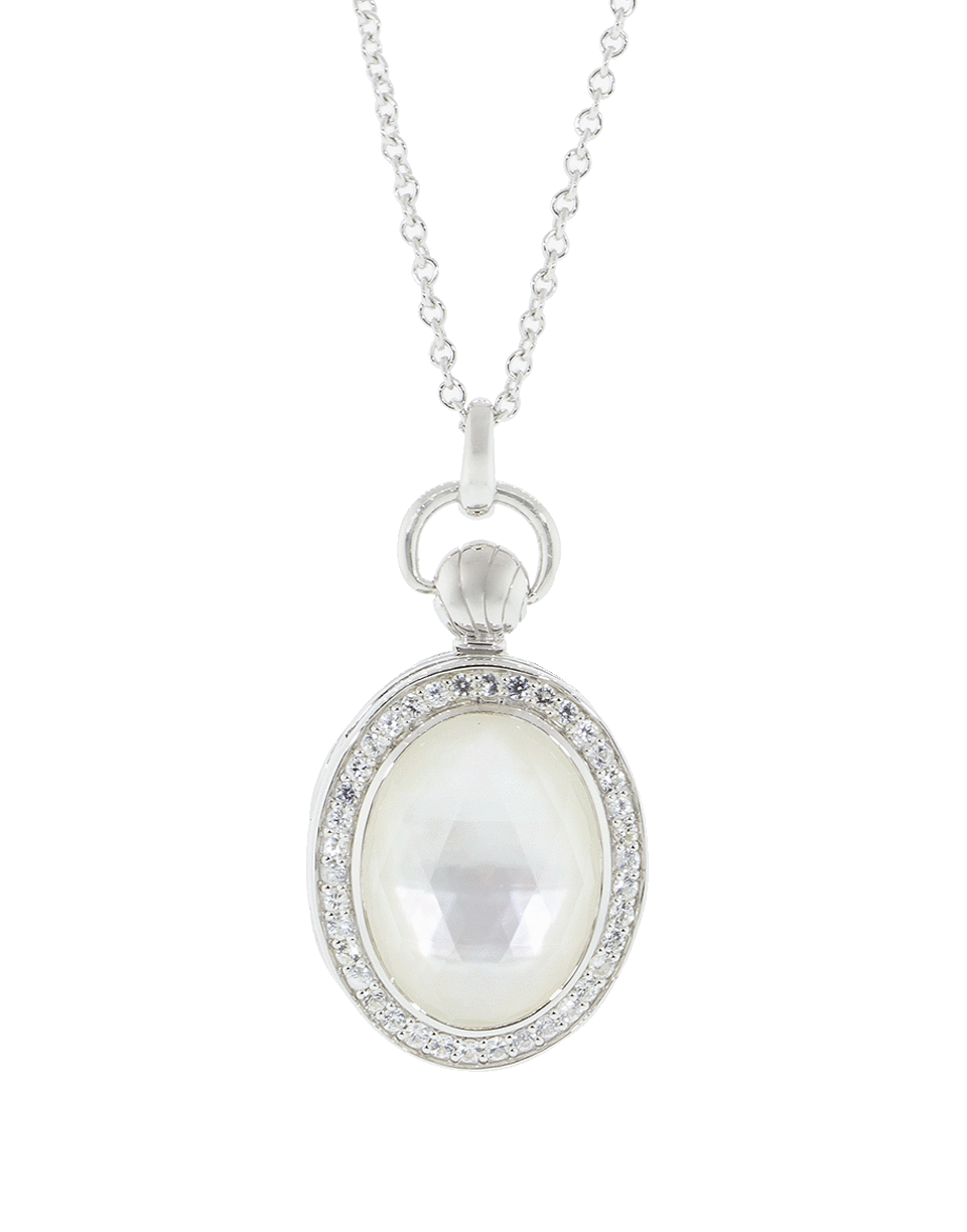 MONICA RICH KOSANN-Oval Mother of Pearl Locket-SILVER