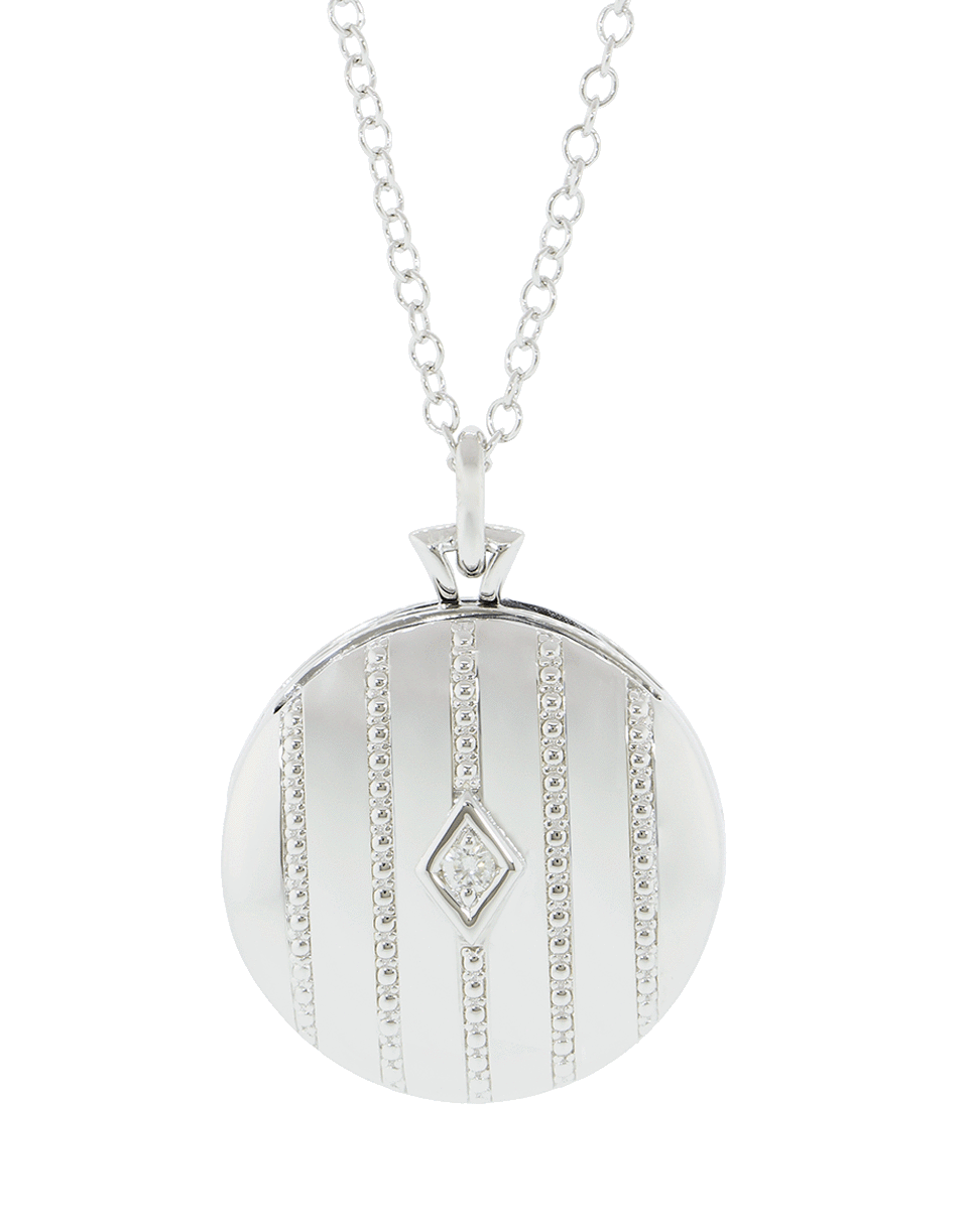 MONICA RICH KOSANN-Round Locket with Diamond Center-SILVER