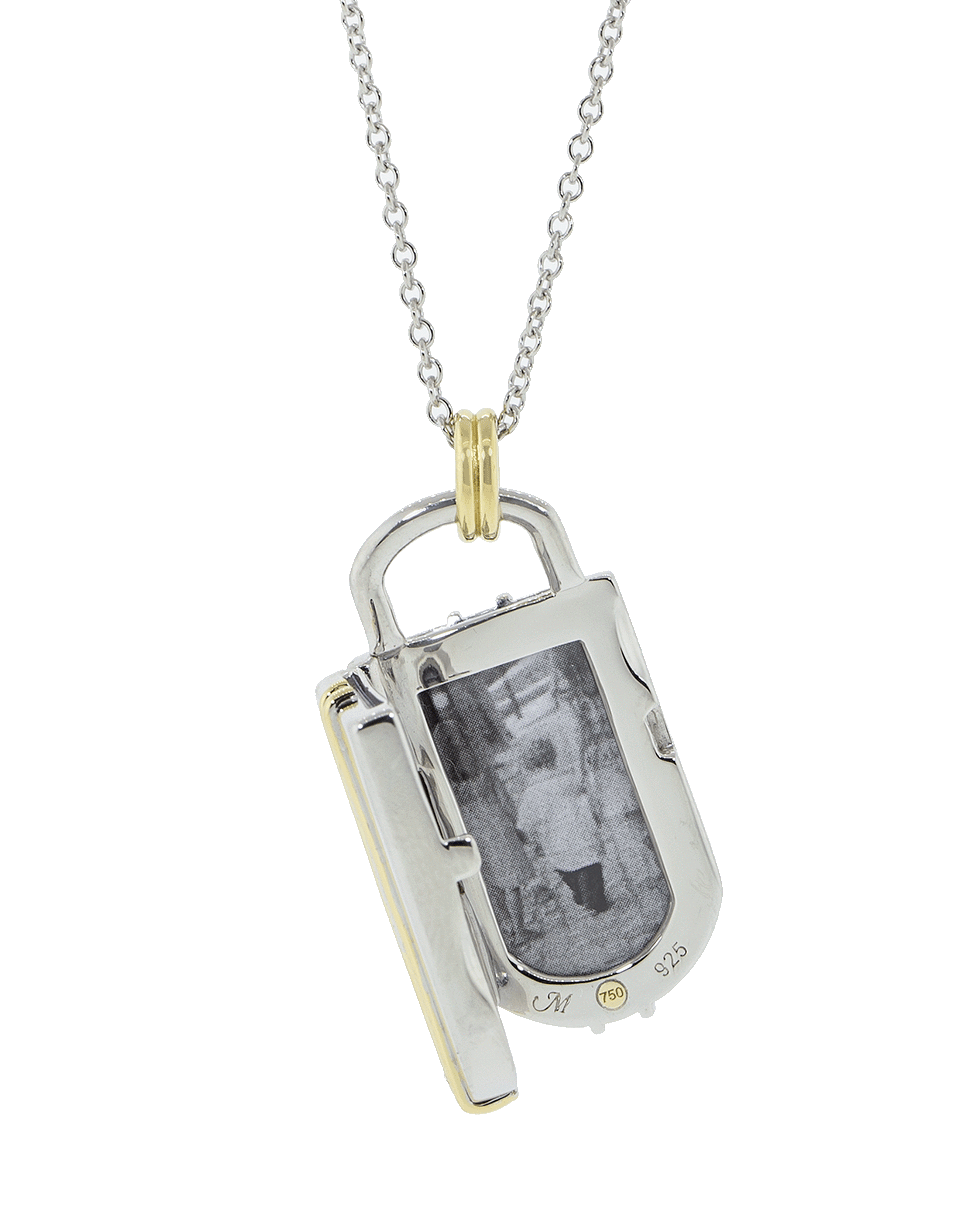 MONICA RICH KOSANN-Two Tone Pinstripe Locket-SILVER