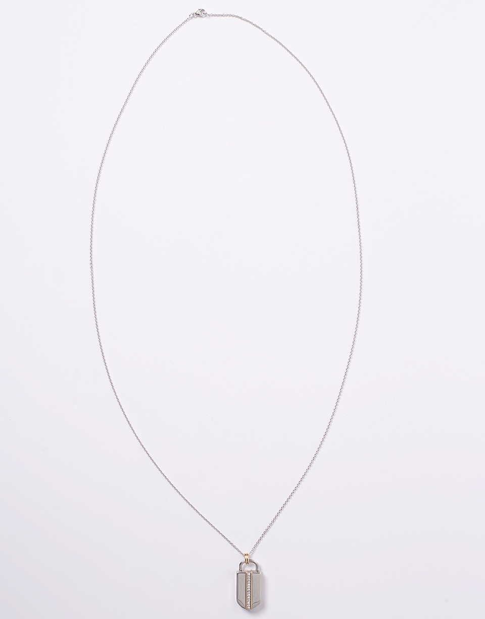 MONICA RICH KOSANN-Two Tone Pinstripe Locket-SILVER