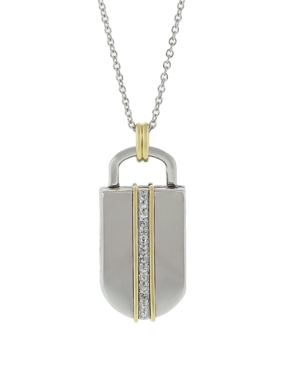 MONICA RICH KOSANN-Two Tone Pinstripe Locket-SILVER