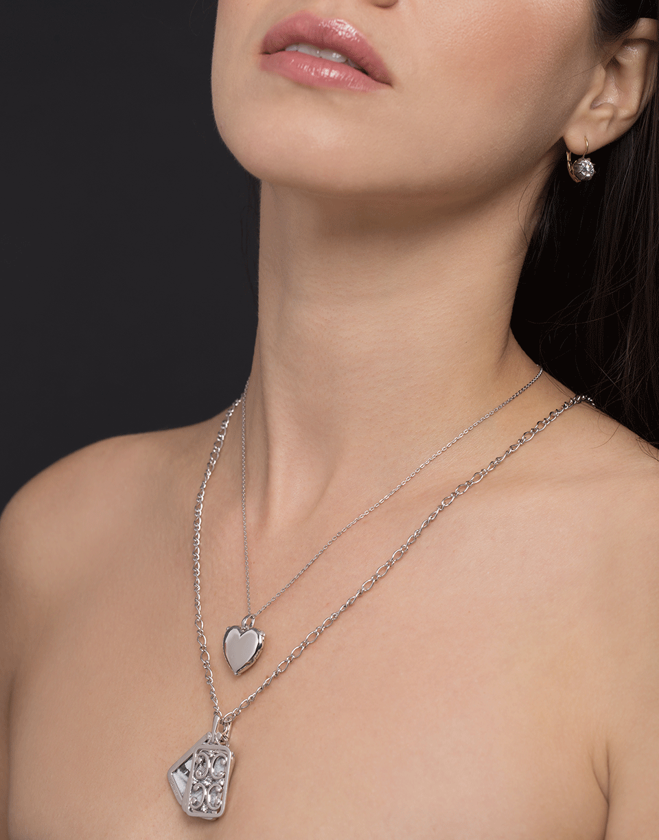 MONICA RICH KOSANN-White Sapphire Heart Locket Necklace-SILVER