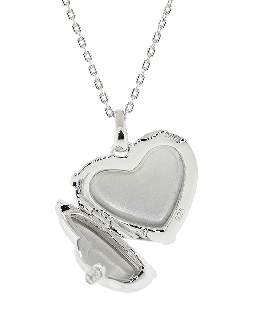 MONICA RICH KOSANN-White Sapphire Heart Locket Necklace-SILVER