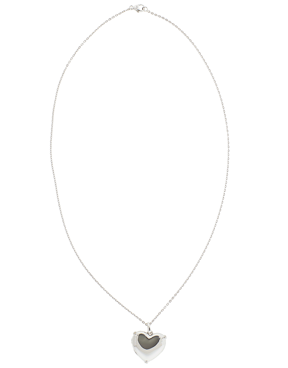 MONICA RICH KOSANN-White Sapphire Heart Locket Necklace-SILVER