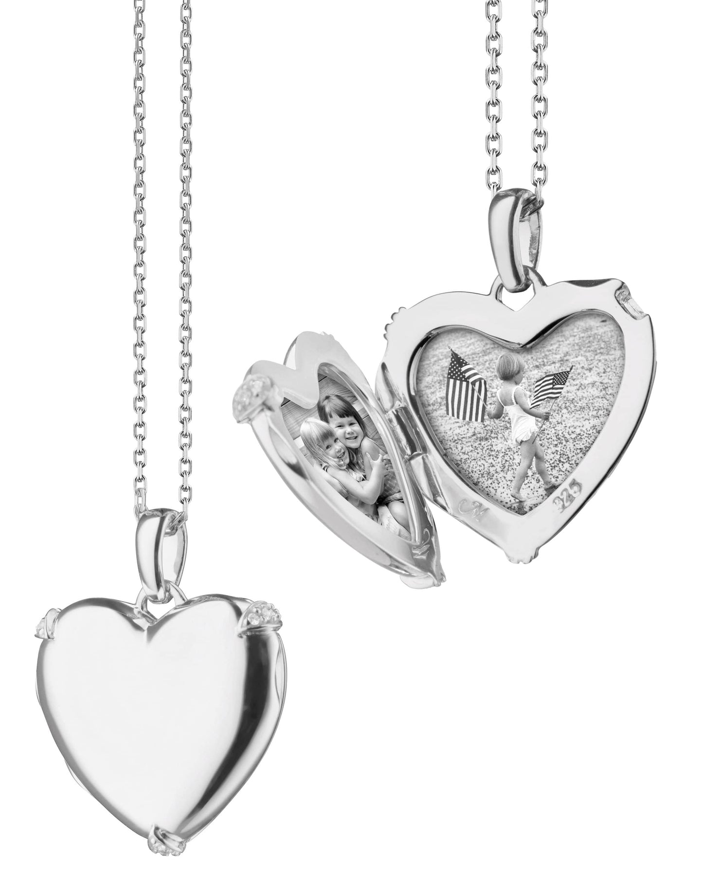 MONICA RICH KOSANN-White Sapphire Heart Locket Necklace-SILVER