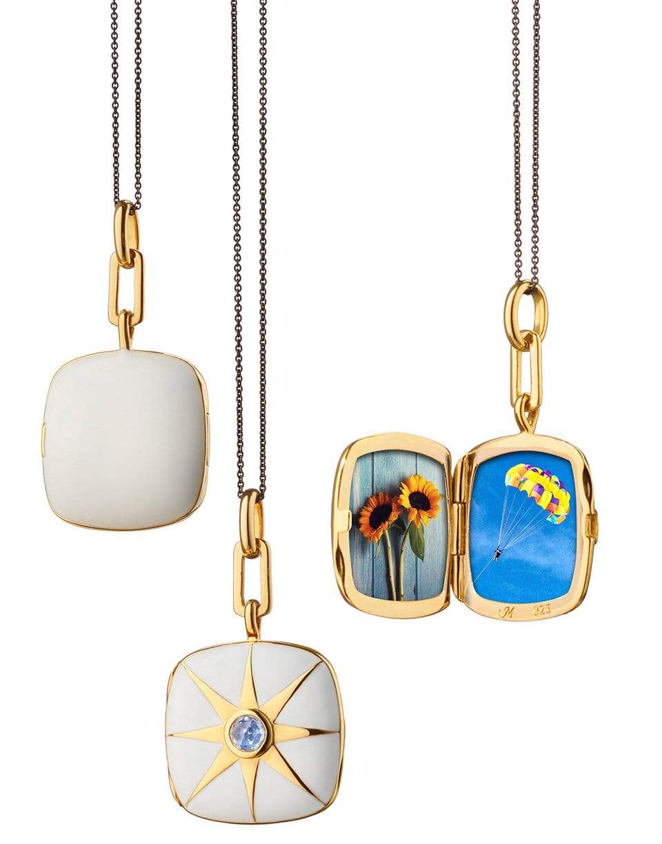 MONICA RICH KOSANN-White Enamel Cushion Locket-