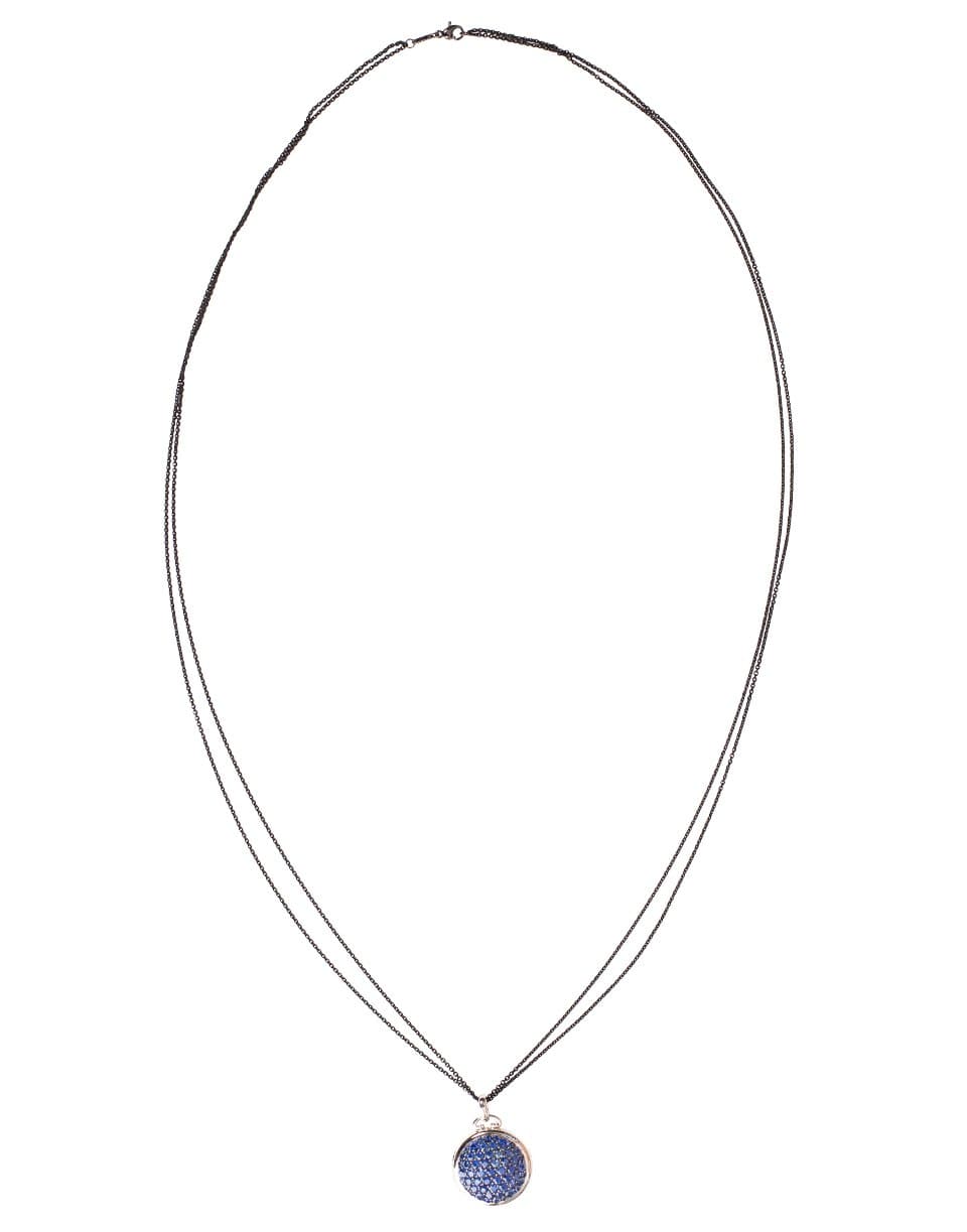 MONICA RICH KOSANN-Blue Sapphire Pave Locket Necklace-WHITE GOLD